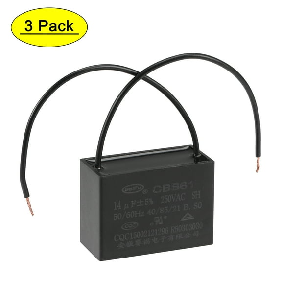Uxcell 14uF 250V AC 2 Wires CBB61 Ceiling Fan Capacitors 3 Pack