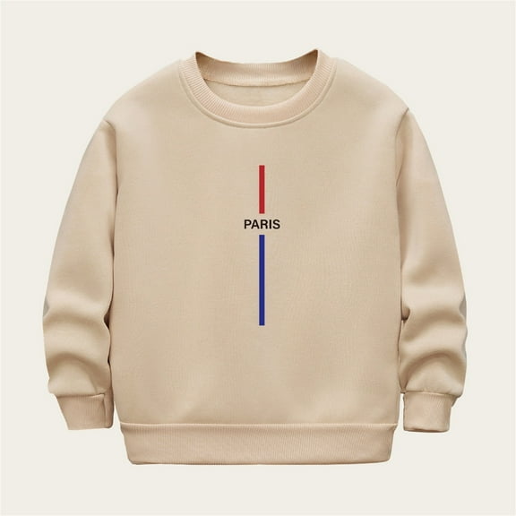 Bxsruta Kids Fleece-Lined Round Neck Pullover, Long Sleeve Thermal Top for Boys and Girls 2-12 Years, Polyester Blend Casual Everyday Sweatshirt for Fall and Winter