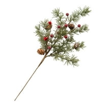 Artificial Christmas Tree Picks 24 Inch Pine Branches Stems with Pinecones and Red Holly Berries for Xmas Party Flower Arrangements Holiday Home Garden Decor Greenery Sprays