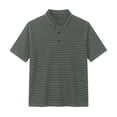 thumbnail image 3 of TKKCS Mens Horizontal Striped Polo Shirt- Classic Fit Breathable Short Sleeve Moisture Wicking Collared Casual Knit Golf Shirts Green Size XL, 3 of 7