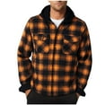 thumbnail image 2 of ZCFZJW Men's Flannel Plaid Jacket Long Sleeve Sherpa Lined Drawstring Hoodies Casual Button Fleece Shirt Jackets Winter Outdoor Coat Thick Velvet Warm Hooded Outwear with Pockets Yellow XXXL, 2 of 5