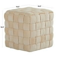 thumbnail image 6 of 16" Square Ottoman Pouf, Braided Ottoman Pouf, Modern Velvet Footrest Stool for Living Room, Bedroom, Entryway, Gray, 6 of 6