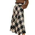 thumbnail image 2 of Zunfeo Women's Skirts Trendy Flare Midi Skirts Classic Plaid Tweed Skirts Fall Winter Casual A-line High Waist Skirts with Pockets- Black Size S, 2 of 7