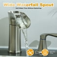 thumbnail image 5 of Sunrinx 8'' Widespread Bathroom Faucet 2-Handle Waterfall Sink Faucet 360° Swivel Spout, Brushed Nickel, 3-Hole with Drain, 5 of 12