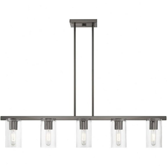 5 Light Linear Chandelier in Contemporary Style-14.75 inches Tall and 4.5 inches Wide-Black Chrome Finish Bailey Street Home 218-Bel-4829367