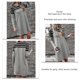 thumbnail image 5 of Vestido corto de manga larga bolsillo rayas costura crewneck moda casual fit vestido para dama gris M, 5 of 6