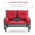 thumbnail image 5 of Outsunny Swing Glider Rocking Chair, Double Patio Bench, 2 Person Loveseat with Steel Frame, Cushions, Pillow Armrests, Red, 5 of 9