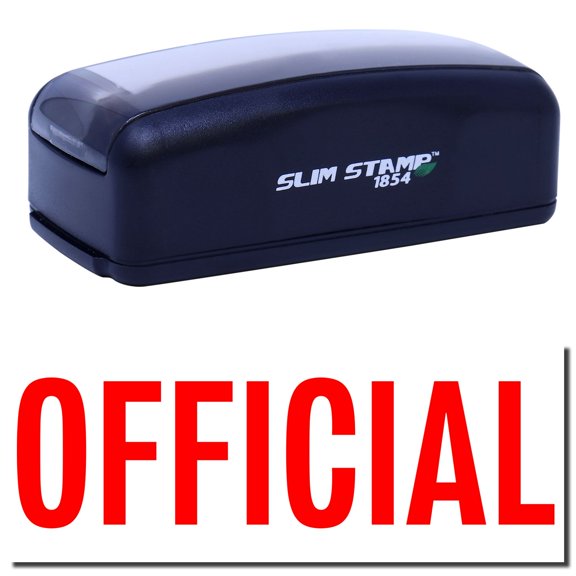 Large Pre-Inked Official Stamp, Slim 1854, Ultra Slim Design, Impression Size 1-13/16" by 2-1/2", Up to 25,000 Impressions - Red Ink