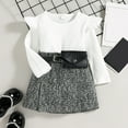 thumbnail image 2 of Elainilye Fashion Baby Girl Clothes Fall Winter Round-Neck Blouses And Skirt With Belt Bag Toddler Baby Suit Three Piece Set,White, 2 of 4