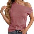 thumbnail image 2 of Womens Off One Shoulder Tops Summer Ribbed Knit Tank Tops Trendy Casual Loose Fit Sleeveless Tee Shirts, 2 of 7