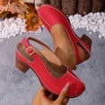 thumbnail image 2 of KEGIRLOM Women's Fashion Casual Versatile Round Toe Openwork Thick Heel High Heel Sandals Red 9, 2 of 9