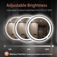thumbnail image 4 of BBTEQEKN Miroir Rond à LED de 24 Pouces avec Lumière, Miroir Mural Anti-Buée, Luminosité Réglable, Bouton Tactile Intelligent, Incassable, pour Entrée Salle de Bain, Décoration Murale, 4 of 8