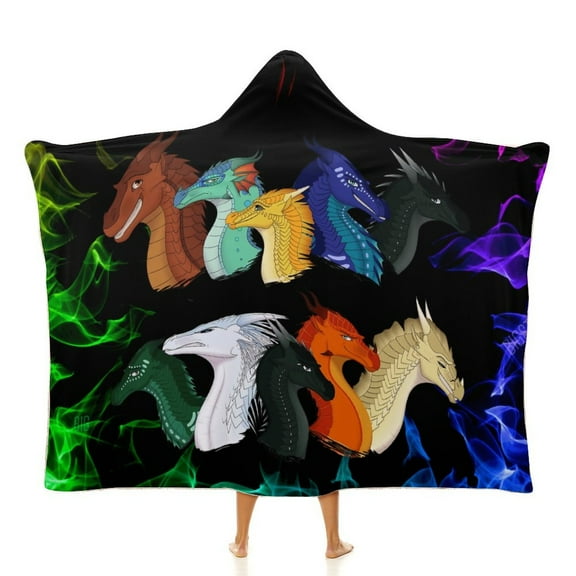 Wings of Fire Hooded Blanket Poncho, Wearable Hooded Blanket Cozy Soft Warm Plush Fleece Blanket for Women Men Teen 40"x50"