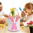 thumbnail image 2 of Dmlowu Easter Basket, Easter Bunny Baskets with Handle, Gifts Tote Bags Egg Hunt Basket for Kids, Boys, Girls, Toddler, Babies, Infant (Pink), 2 of 7
