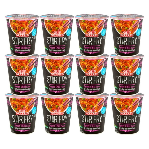 Nissin Cup Noodles Stir Fry Sweet chili Flavor Noodles (2.89 oz., Pack of 12)