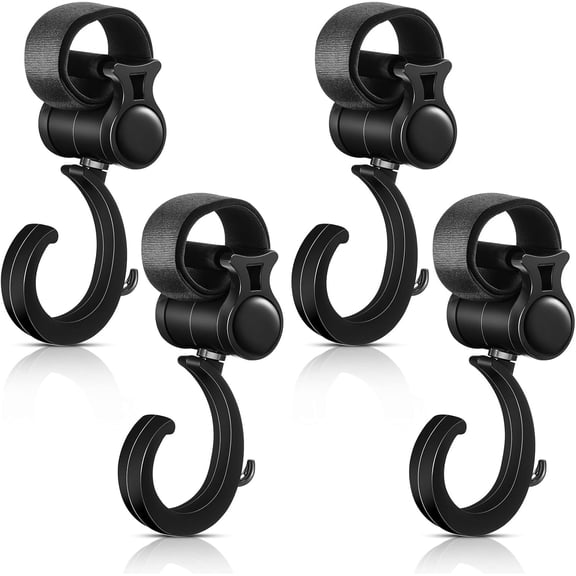 Stroller Hooks, 360 Degree Rotating Bag Hooks for Stroller Wheelchair Walker Accessories, 4 Pack