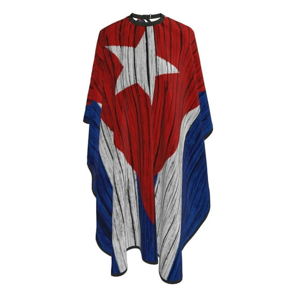 Wooden Texture Cuban Cuba Flag Salon Barber Cape - Professional Hairdressing Waterproof Hair Cutting Cape With Adjustable Snap Closure-Haircut Apron For Hair Stylist And Home Use-55''X66''