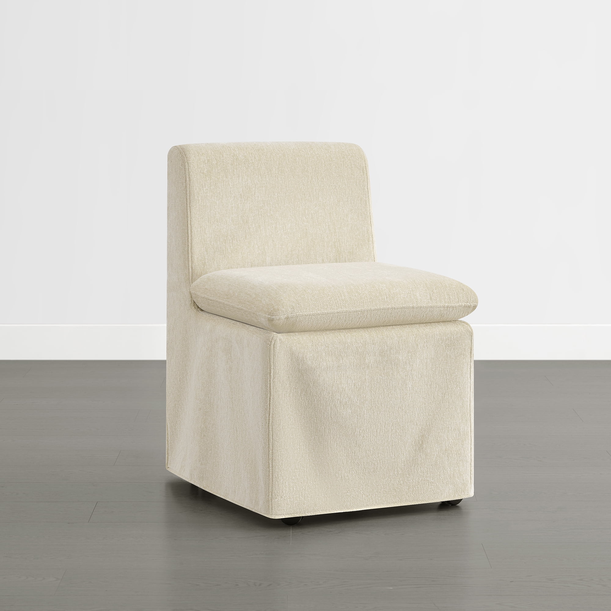 Spruce & Spring Armless Dining Chair with Casters and Washable Slipcover, Set of 2, Sand in Fabric