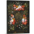 thumbnail image 1 of ARTCANVAS A Garland Of Flowers Around Stone Cartouche Depicting Virgin And Child Saint John Canvas Art Print by Jan Van Kessel Elder - Size: 26" x 18" (0.75" Deep), 1 of 9