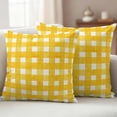 thumbnail image 2 of Yellow Plaid Outdoor Pillow Covers 24x24 Set of 2,Waterproof Patio Throw Pillowcase Protectors,Watercolor Grid Checker Gingham Farmhouse Decorative Pillow Shams Cushion Covers for Seat Bed Couch Sofa, 2 of 8