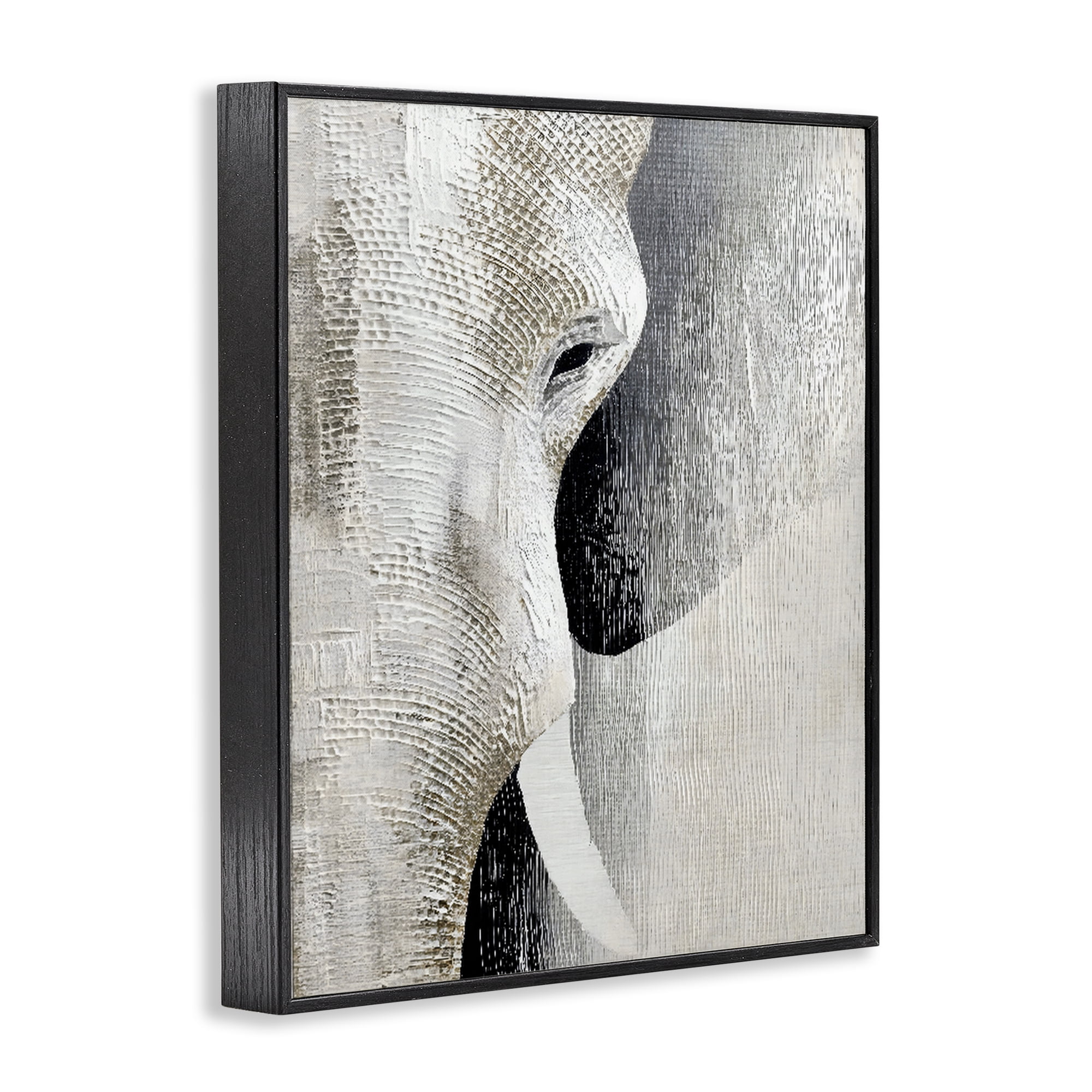 Stupell Industries Faux Textured Elephant Black Framed Giclee Art, design by LSR Design Studio