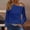 Blue, variant on AXXD Black Basic Shirts for Women Summer 2024 Trendy Casual One Shoulder Drop Shoulder Pullover Long Sleeve Top