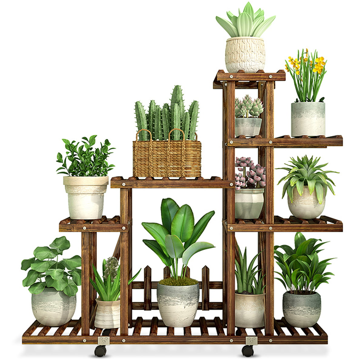 Details about   5-Shelf Garden Wooden Plant Stand Pot Holder Display Shelf Home Decor 