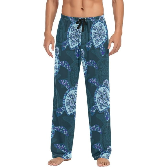 Sea Turtle Men's Pajama Pants, Soft and Comfortable Lounge Sleep Bottoms with Pockets, Men's Sleepwear with Custom Print, Large