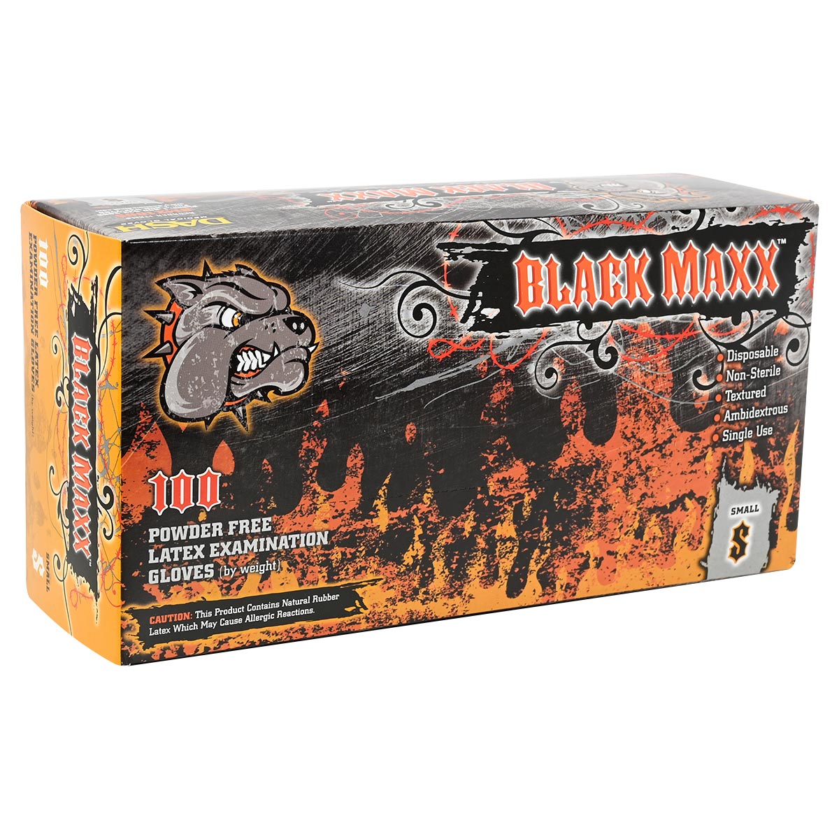 DASH Black Maxx Latex Exam Grade Disposable Gloves, Black, 6.6 mil, 100/Box, Medium