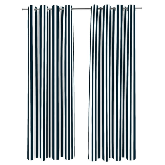 Jordan Manufacturing 54" x 84" Navy Stripe Grommet Semi-sheer Outdoor Curtain Panel (2 Pack)