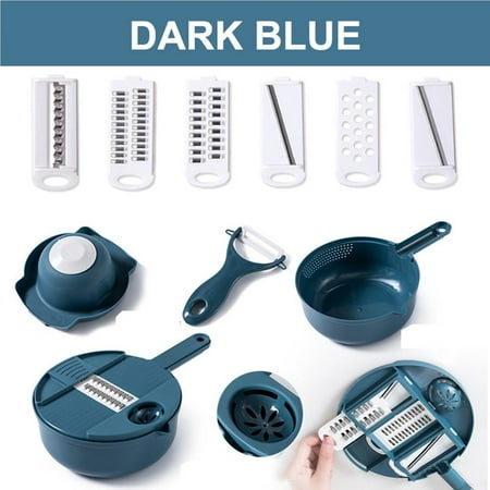 

HLONK 12 PCS Multi-function Vegetable Cutter and Shredder Drain Basket Slicer Kitchen Julienne Grater and Egg white Separator