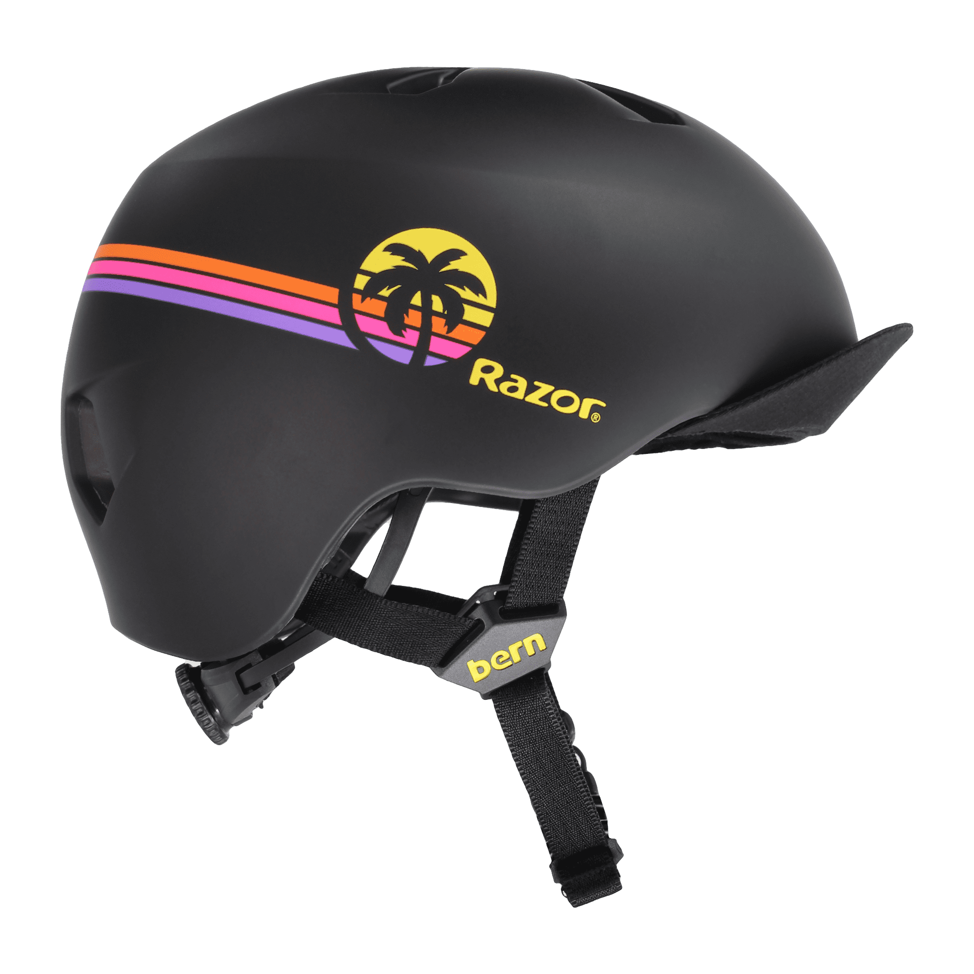 Nino Razor Matte Black Yellow Sunset Helmet w/ Visor - XS/S