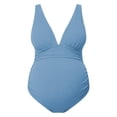 thumbnail image 3 of Gyujnb Maternity One Piece Swimsuit V Neck Ribbed Bust Support Tummy Control Summer Pregnancy Swimwear,L, 3 of 6