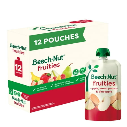 Beech-Nut Fruities Stage 2 Baby Food, Apple Sweet Potato & Pineapple, 3.5 oz (12 Pack)