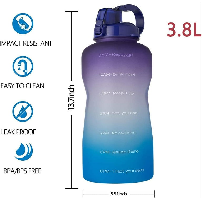 1 Gallon Water Bottle with Straw & Chug lid, BPA Free 128oz Large Water  Bottle with Motivational Tim…See more 1 Gallon Water Bottle with Straw &  Chug