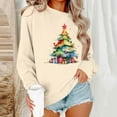 thumbnail image 2 of Women Christmas Tree Printed Tshirts Cropped Sweatshirt With Collar Long Button Down Sweaters Off The Shoulder Sweatshirt Cropped Long Sleeve Pack, 2 of 6