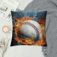 thumbnail image 2 of Heduofu  Baseball Throw Pillow Cover Ball with Fire &amp; Water Printed Sport Themed Square Pillowcase Decorative Cushion Cover Gifts for Boys Men Living Room Couch Office Room Decor  White, 2 of 5
