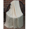 thumbnail image 6 of Aran Traditional Irish Merino Wool Throw Blanket - Super Soft & Warm Cable Knit Bedspread | Celtic Dara Knot Couch Sofa Bedcover Made in Ireland, 6 of 7