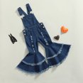 thumbnail image 4 of Gupgi Little Girl Suspender Flare Pants Blue Sleeveless Denim Overalls Ripped Jumpsuits, 4 of 9
