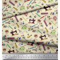 thumbnail image 2 of Soimoi Rayon Fabric Scissor,Buttons & Machine Sewing Print Fabric by The Yard 56 Inch Wide, 2 of 3