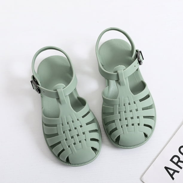 Sandalias de punta para niños, primavera y verano, zapatos de suela blanda con agujeros para niños y niñas, zapatos planos de gelatina, zapatos para bebés y niños pequeños