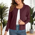 thumbnail image 2 of Posijego Women's Crewneck Cardigan Sweaters Knit Long Sleeve Cropped Cardigans Lightweight Outerwear, 2 of 9