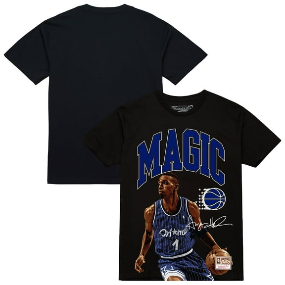 Men's Mitchell & Ness Penny Hardaway Black Orlando Magic Hardwood Classics Player Arch T-Shirt