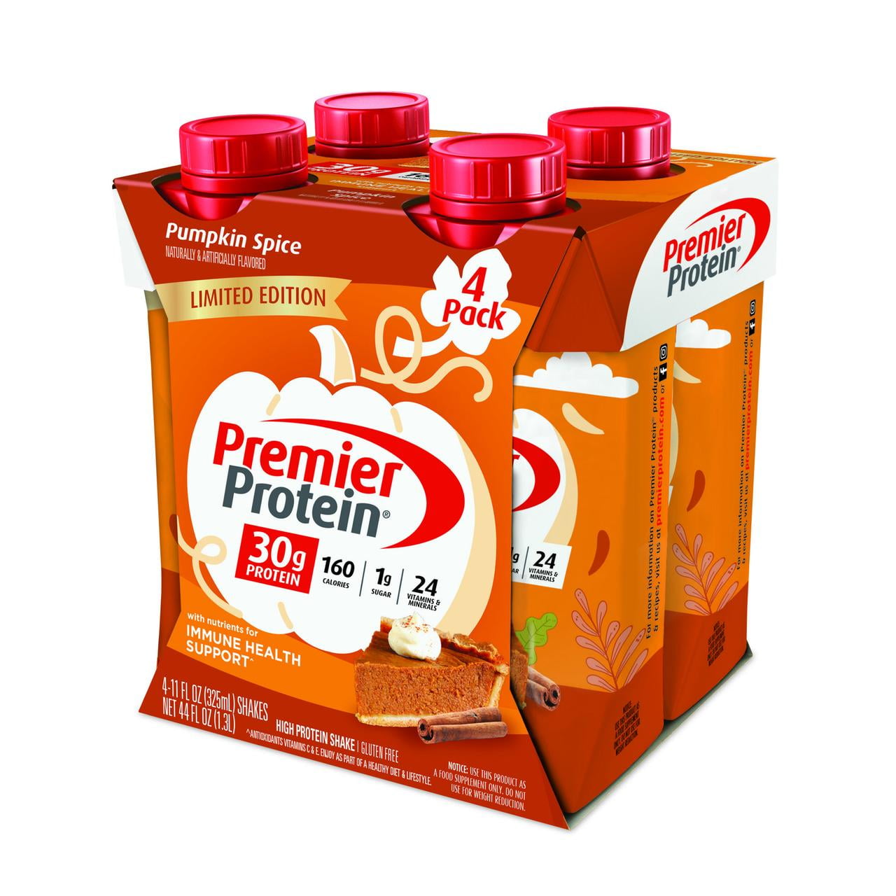 Premier Protein Shake, Pumpkin Spice Limited Time, 30g Protein, 11 Fl Oz, 4 Ct