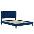 thumbnail image 5 of Platform Bed Frame, Tufted, Rivet Nailhead, Full, Blue Navy, Velvet, Mid Century Bedroom, Modern Contemporary Boutique HB35611, 5 of 8