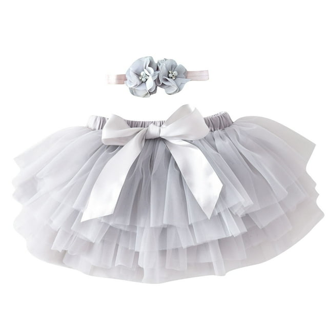MeetoTime Girls Half Skirt Set Mesh Solid Color Elastic Waist Bow Princess Dress 0-6 Months Baby Clothes