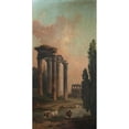 thumbnail image 3 of Hubert Robert 14x24 Black Modern Framed Museum Art Print Titled - Architectural Capriccio with Ruins of the Temple of Saturn and the Colosseum in the Background, 3 of 5