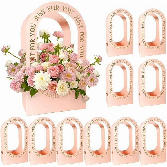 10PCS Flower Gift Bags,Paper Flower Bags,Flower Packaging Bag with Handle,Flowers Bags for Bouquets,Flower Wrapping Bags for Home Decoration,Party Favor,Wedding Decoration Gifts,Birthday Essentials