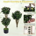 thumbnail image 4 of Gymax 51'' Artificial Triple Ball Boxwood Topiary Tree w/ 59 Blossoms for Porch Home Green & Black & Purple, 4 of 7