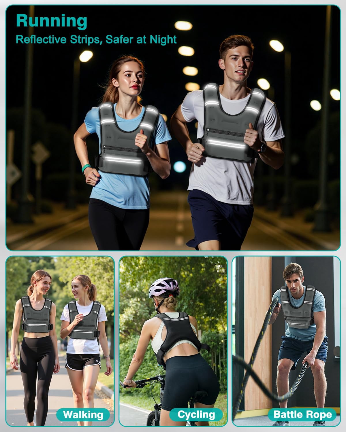 Weighted Vest Grey 16 lb Workout Running Walking